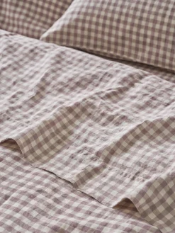 Elderberry Gingham Linen Blend Flat Sheet
