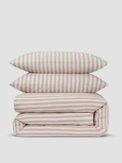 Elderberry Pembroke Stripe Linen Blend Duvet Set