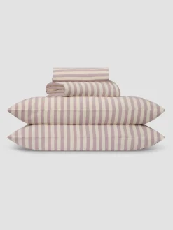 Elderberry Pembroke Stripe Linen Blend Sheet Set