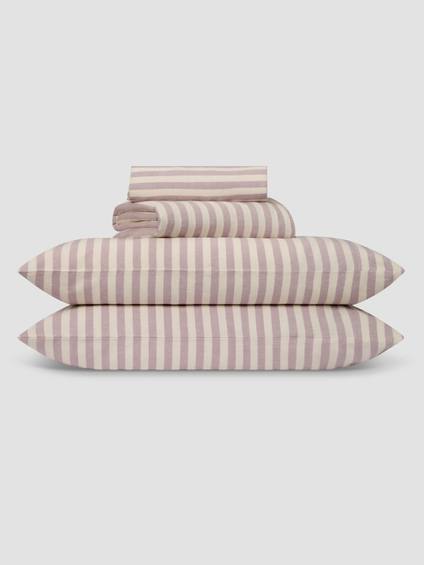Elderberry Pembroke Stripe Linen Blend Sheet Set