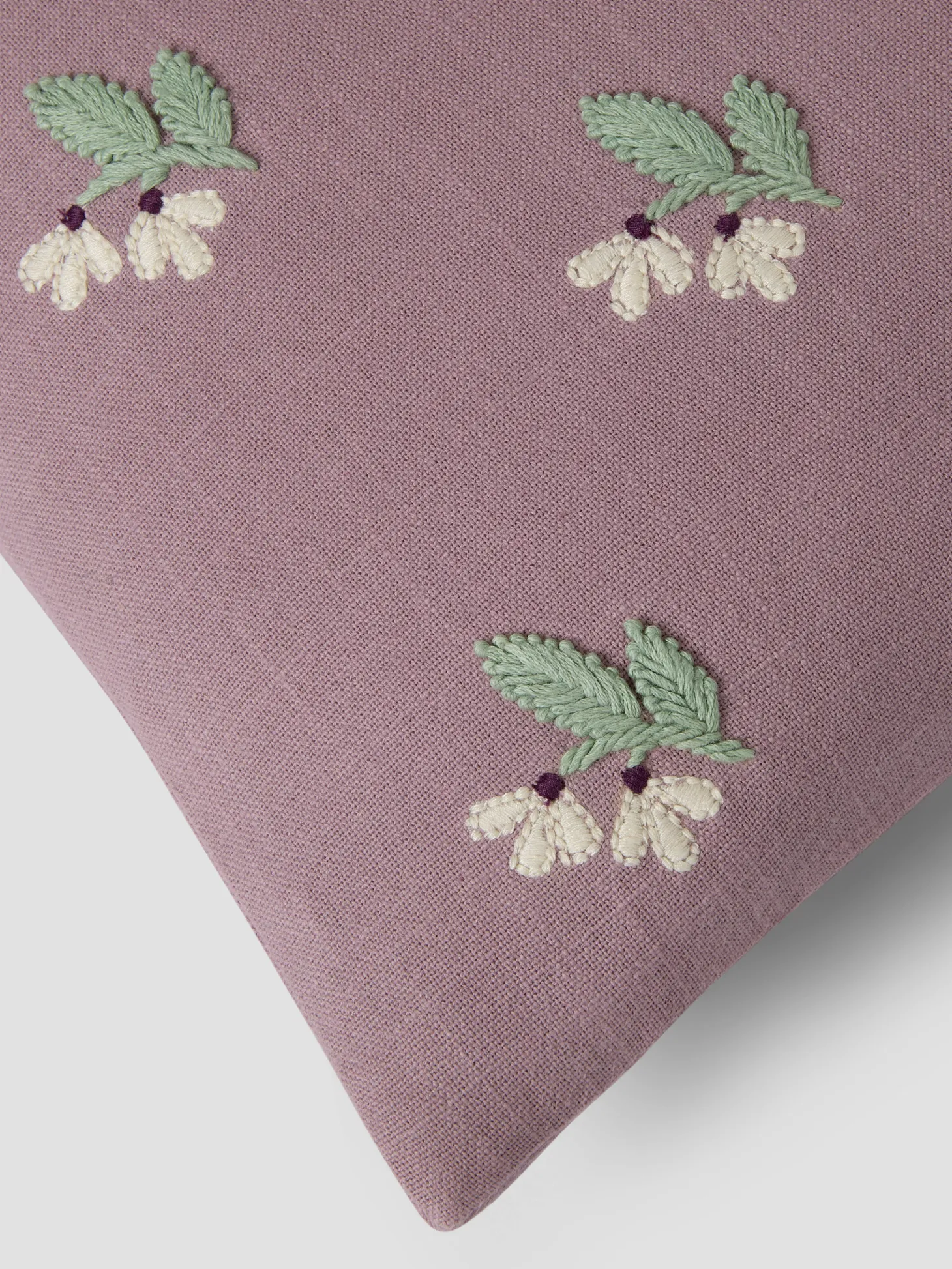 Elderberry Snowdrop Embroidered Filled Cushion