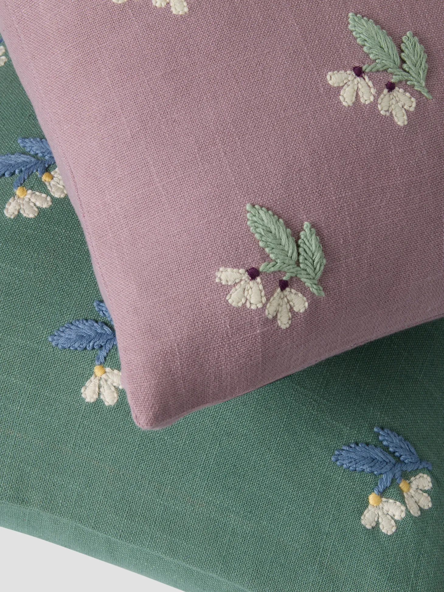 Elderberry Snowdrop Embroidered Filled Cushion