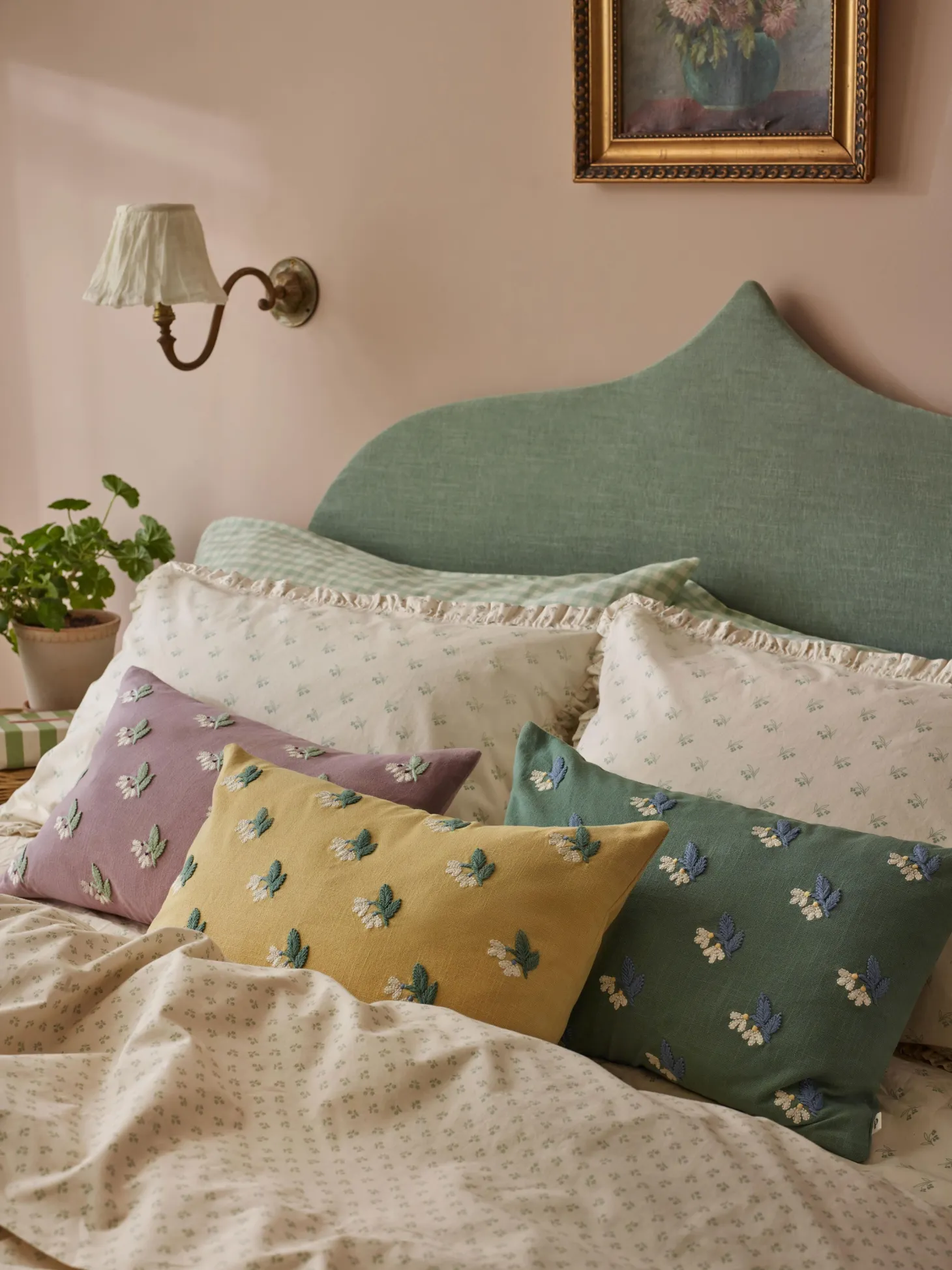 Elderberry Snowdrop Embroidered Filled Cushion