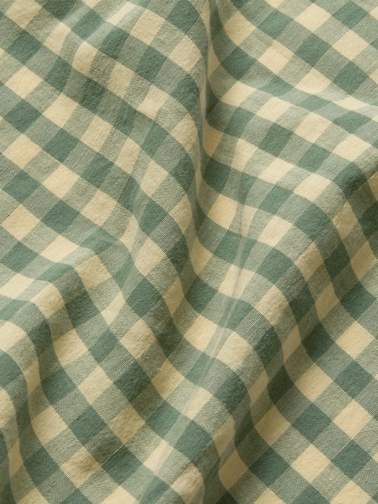 Elm Green & Butter Yellow Color Drenched Gingham Linen Blend Flat Sheet