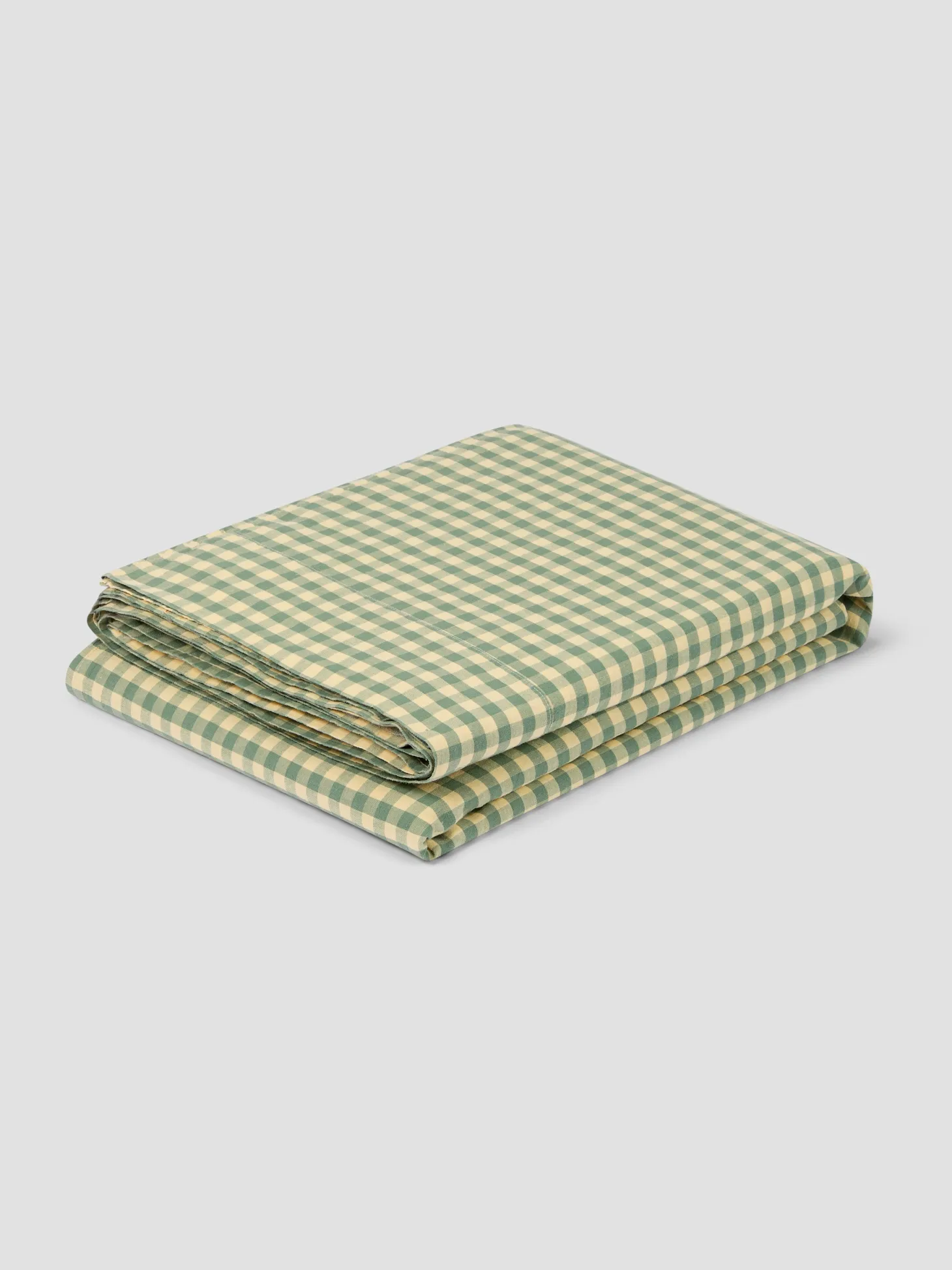 Elm Green & Butter Yellow Color Drenched Gingham Linen Blend Flat Sheet