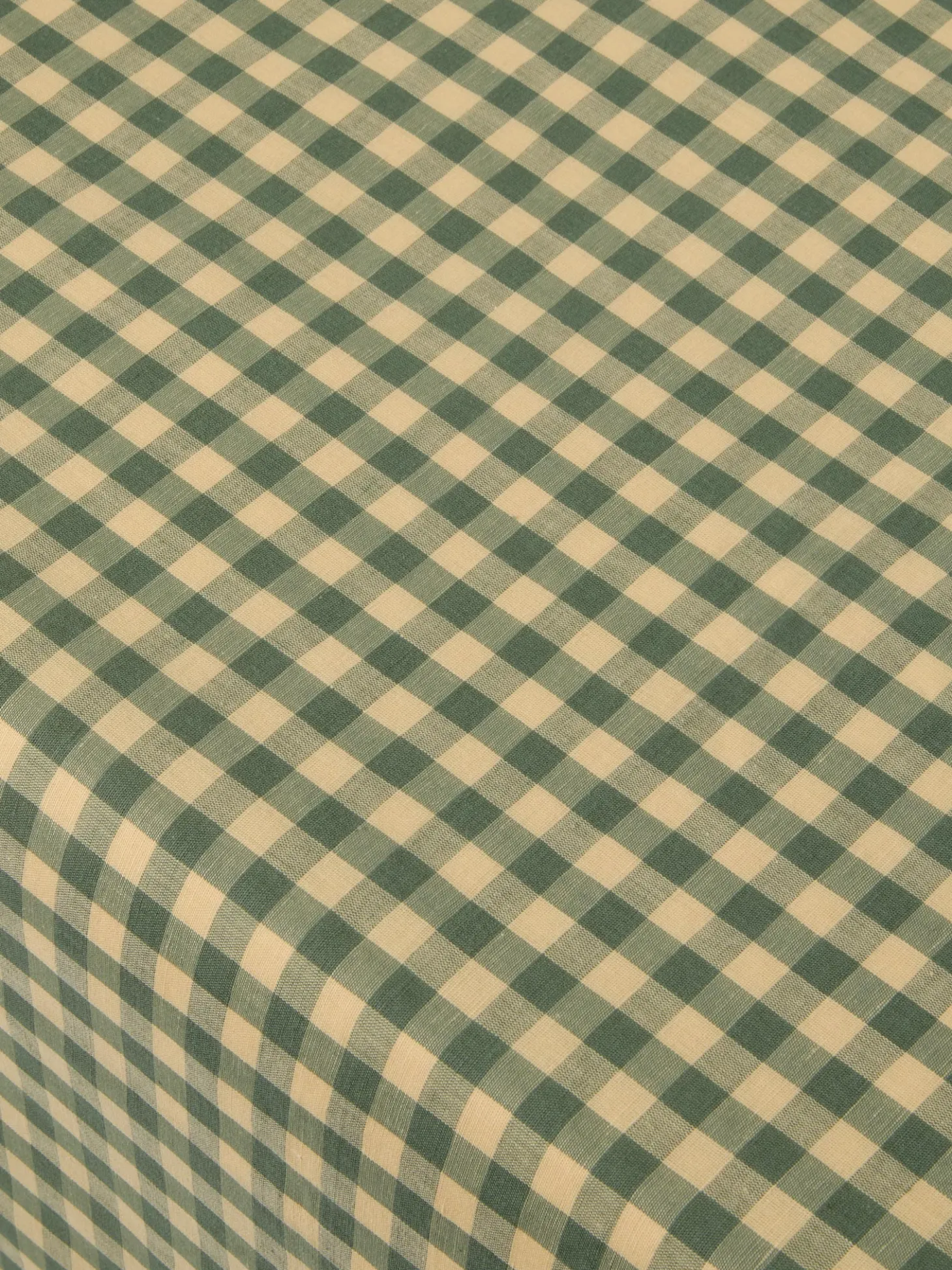 Elm Green & Butter Yellow Gingham Linen Blend Tablecloth