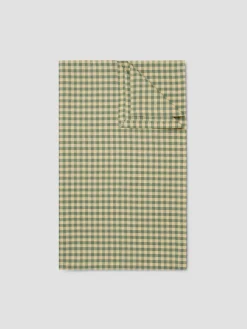Elm Green & Butter Yellow Gingham Linen Blend Tablecloth