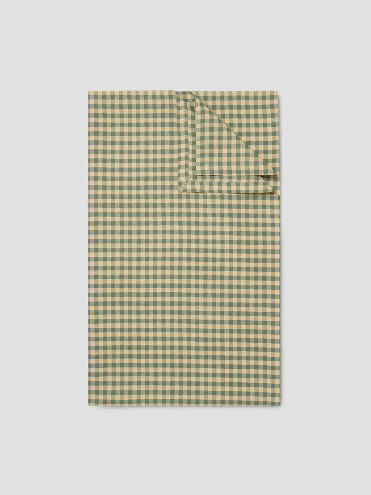 Elm Green & Butter Yellow Gingham Linen Blend Tablecloth