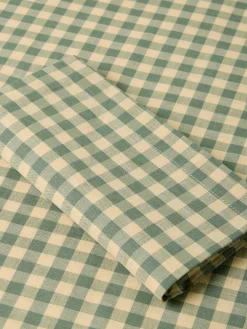 Elm Green & Butter Yellow Gingham Linen Blend Napkins Set of 4