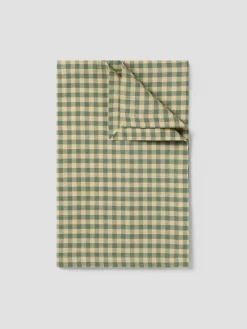 Elm Green & Butter Yellow Gingham Linen Blend Table Runner