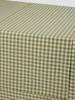 Elm Green & Butter Yellow Gingham Linen Blend Table Runner