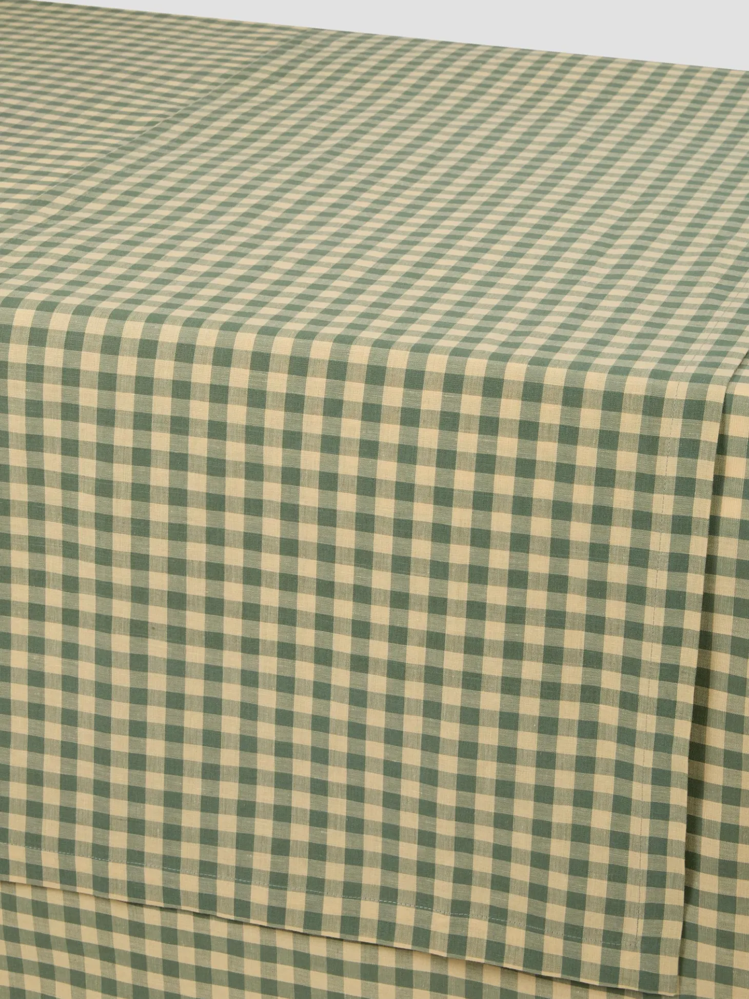 Elm Green & Butter Yellow Gingham Linen Blend Table Runner