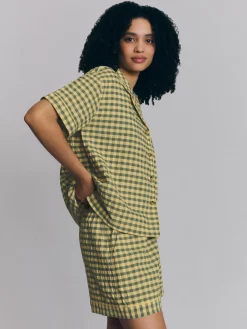 Elm Green & Butter Yellow Gingham Cotton Shorts Set