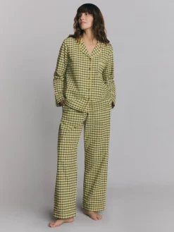 Elm Green & Butter Yellow Gingham Cotton Pants Set