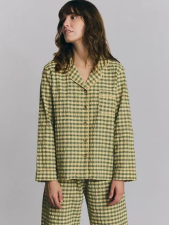 Elm Green & Butter Yellow Gingham Cotton Pants Set