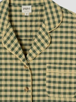 Elm Green & Butter Yellow Gingham Cotton Pants Set