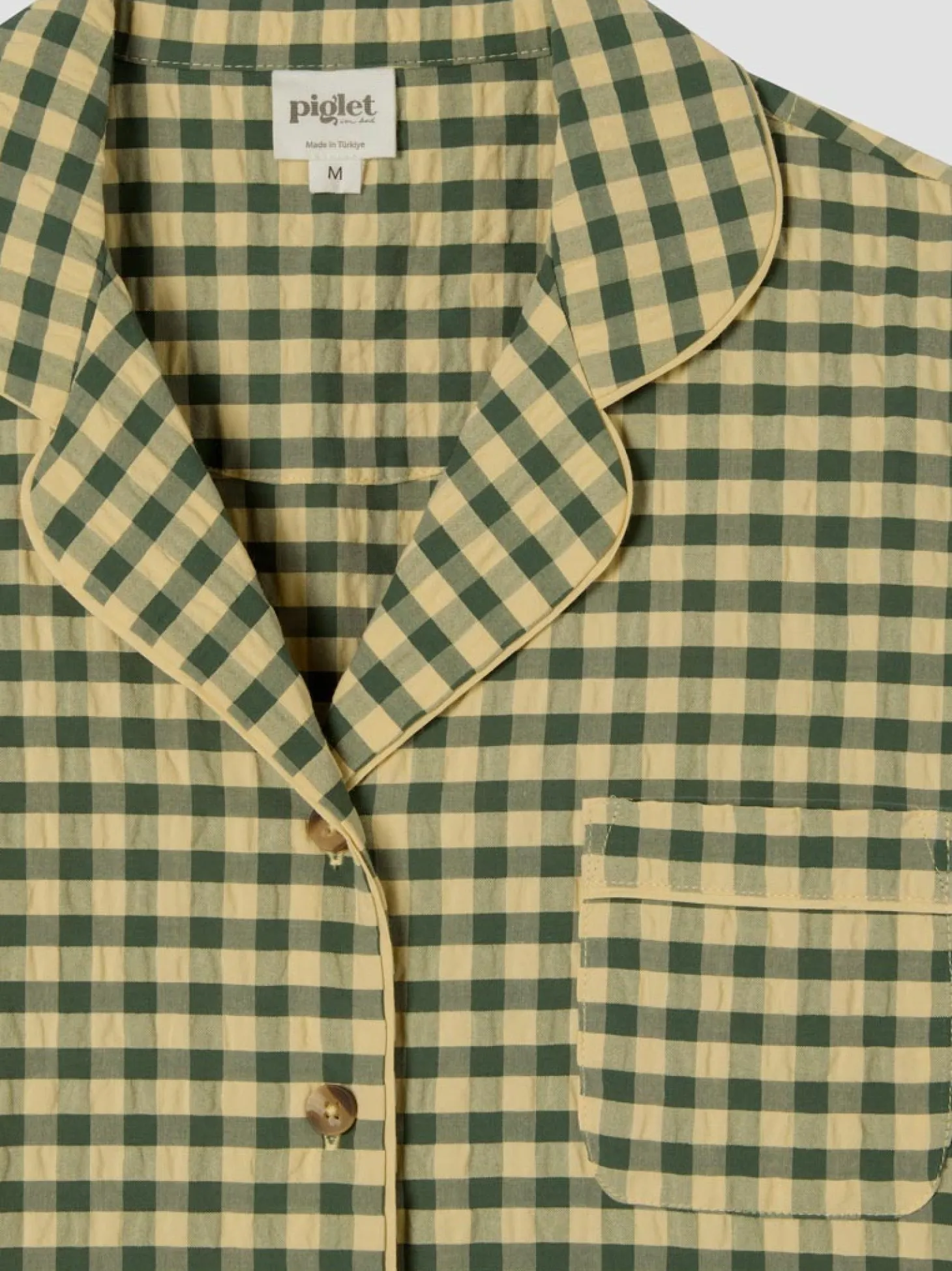 Elm Green & Butter Yellow Gingham Cotton Pants Set
