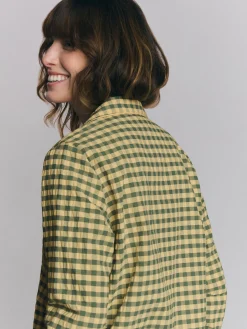 Elm Green & Butter Yellow Gingham Cotton Pants Set