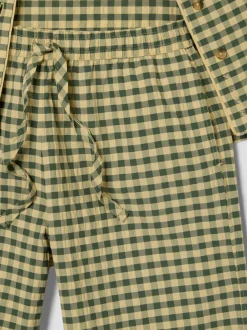 Elm Green & Butter Yellow Gingham Cotton Pants Set