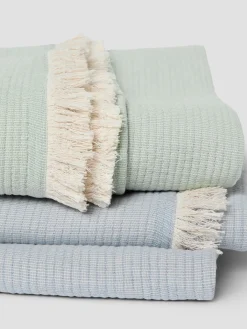 Elm Green Cotton Textured Throw