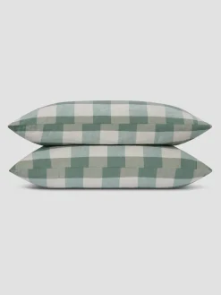 Elm Green Emsworth Plaid Linen Blend Pillowcase (Pair)