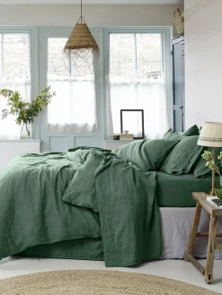 Elm Green Linen Blend Duvet Cover