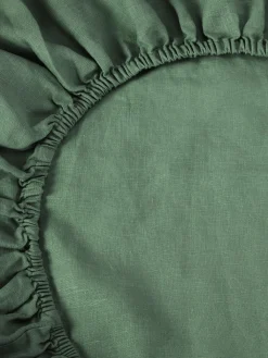 Elm Green Linen Blend Fitted Sheet