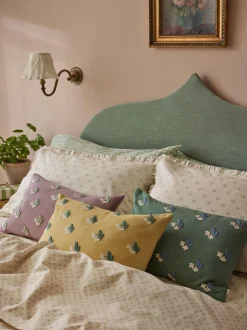 Elm Green Snowdrop Embroidered Filled Cushion