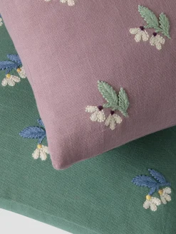 Elm Green Snowdrop Embroidered Filled Cushion