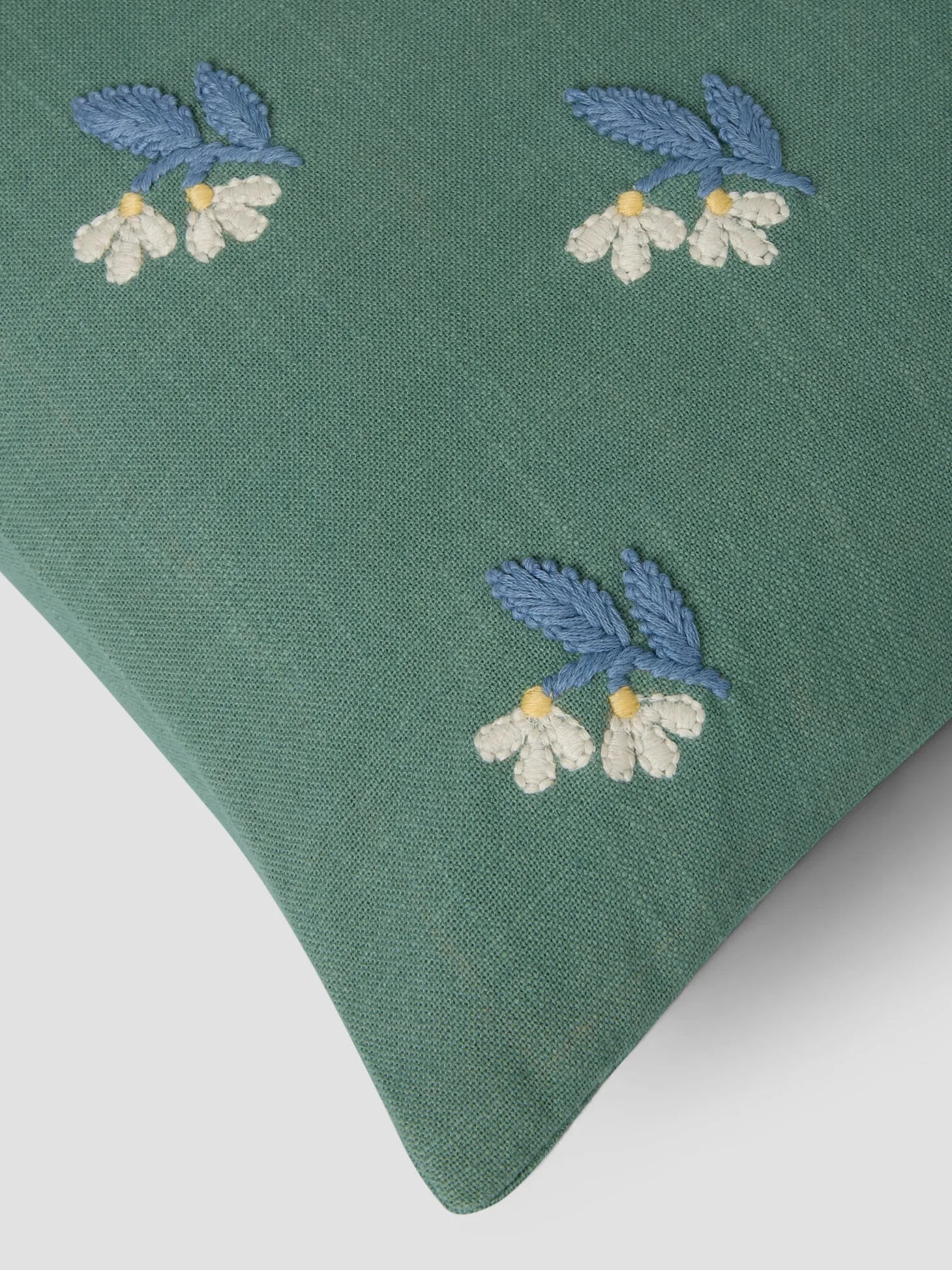 Elm Green Snowdrop Embroidered Filled Cushion