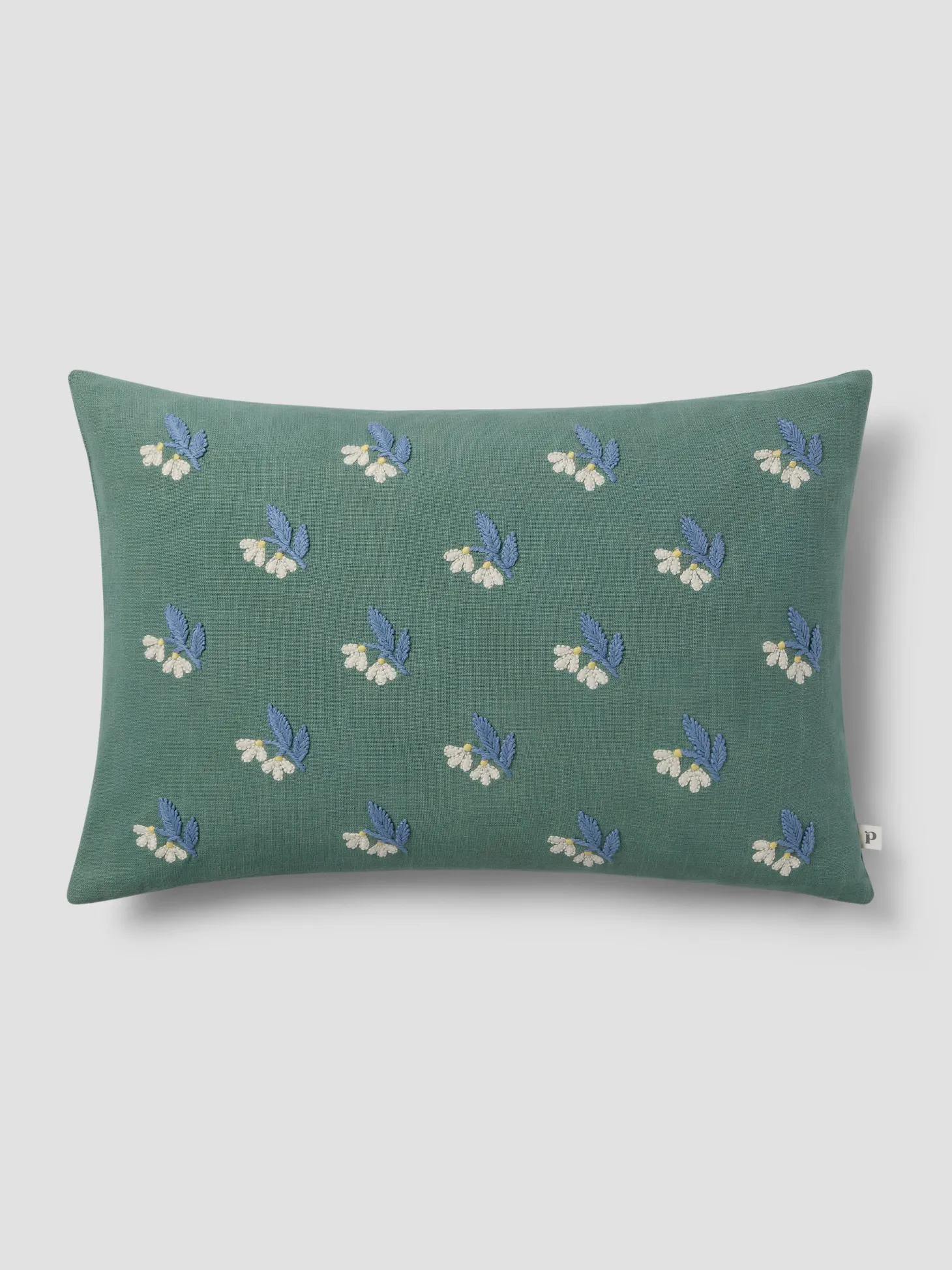 Elm Green Snowdrop Embroidered Filled Cushion