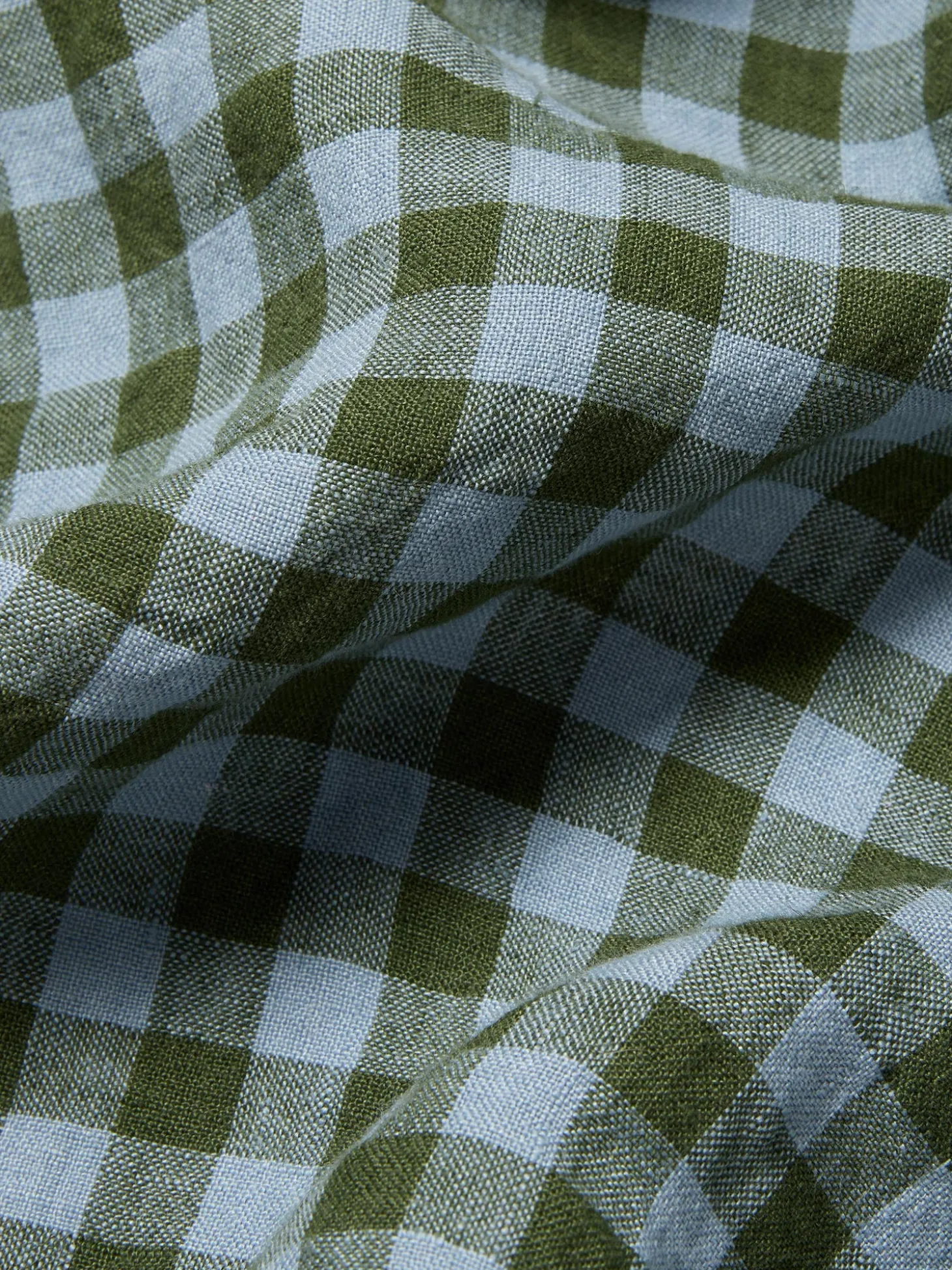 Fern Green & Dusk Blue Color Drenched Gingham 100% Linen Flat Sheet