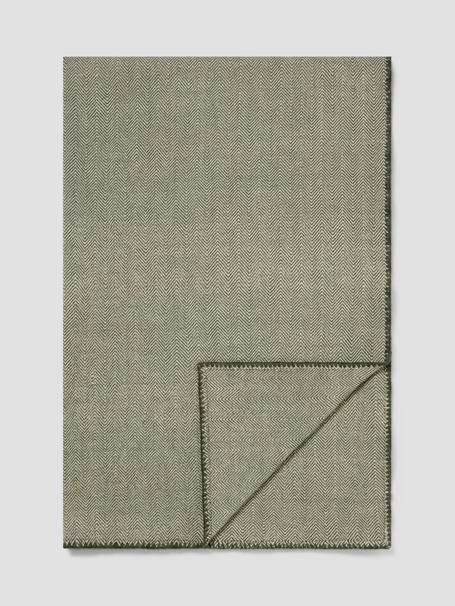Fern Green Herringbone Wool Blanket