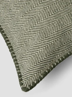 Fern Green Herringbone Wool Rectangle Cushion Cover