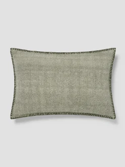 Fern Green Herringbone Wool Rectangle Cushion Cover