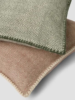Fern Green Herringbone Wool Square Cushion Cover