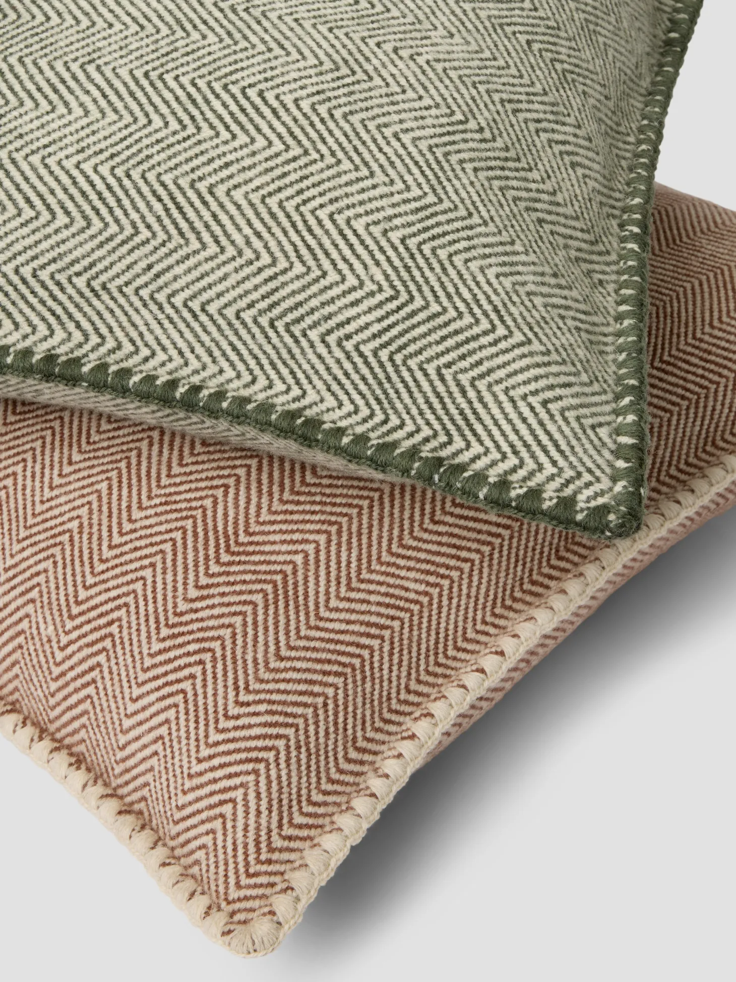 Fern Green Herringbone Wool Square Cushion Cover