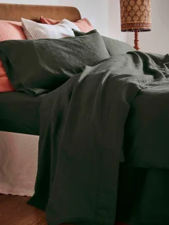 Fern Green Linen Blend Flat Sheet
