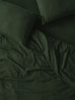 Fern Green 100% Linen Duvet Cover