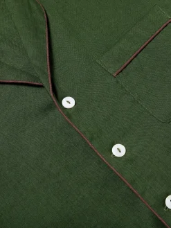 Fern Green Linen Tencel Men's Pajama Shirt