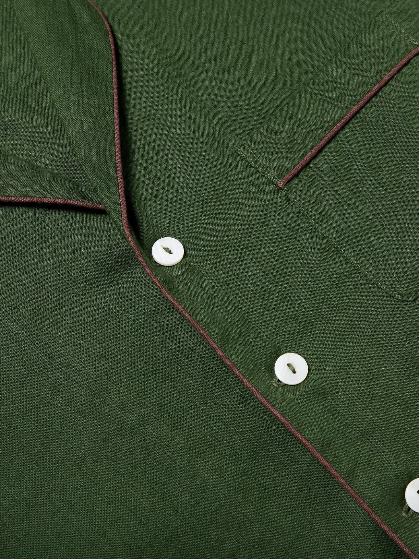 Fern Green Linen Tencel Men's Pajama Shirt
