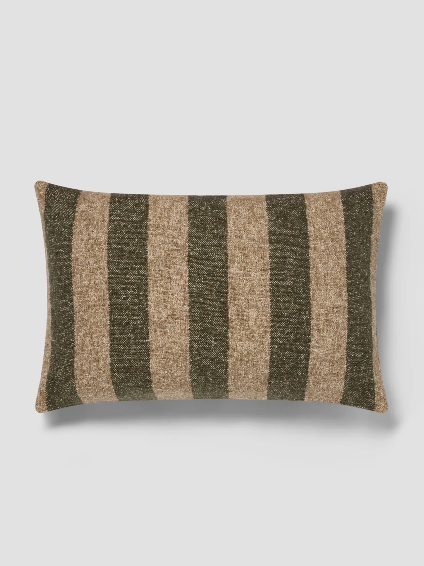 Fern Green & Oatmeal Wide Stripe Wool Rectangle Cushion Cover