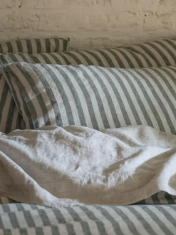 Fern Green Pembroke Stripe Linen Blend Pillowcase (Pair)