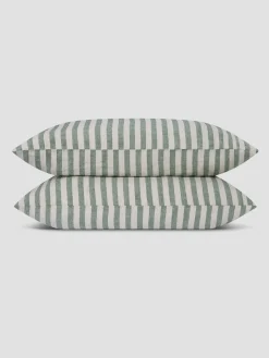 Fern Green Pembroke Stripe Linen Blend Pillowcase (Pair)