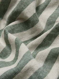 Fern Green Pembroke Stripe Linen Blend Flat Sheet