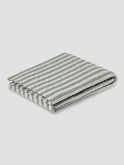 Fern Green Pembroke Stripe Linen Blend Flat Sheet