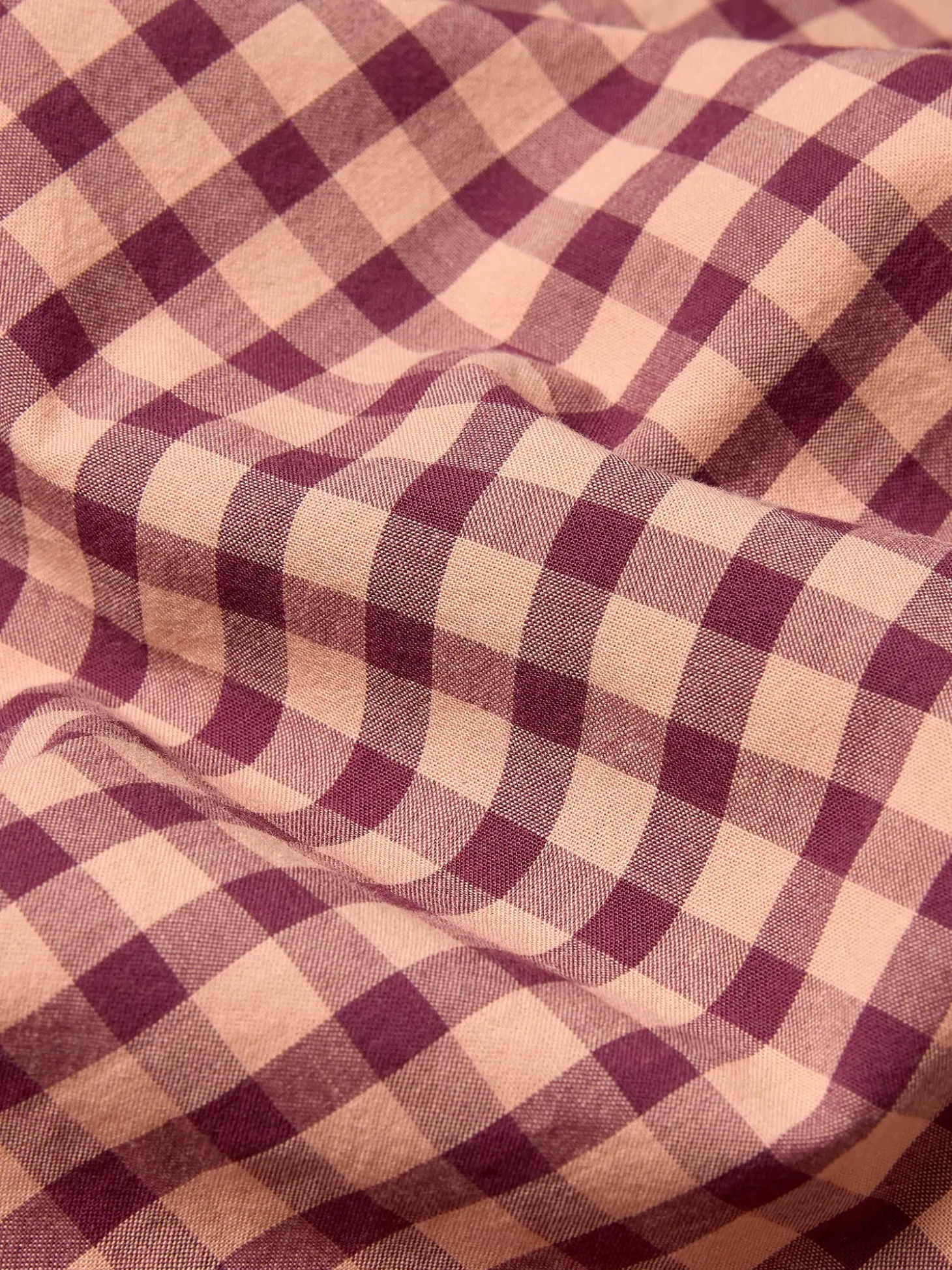 Fig & Blush Pink Gingham Washed Cotton Percale Duvet Cover