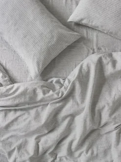 Gray Mini Stripe Linen Blend Duvet Cover