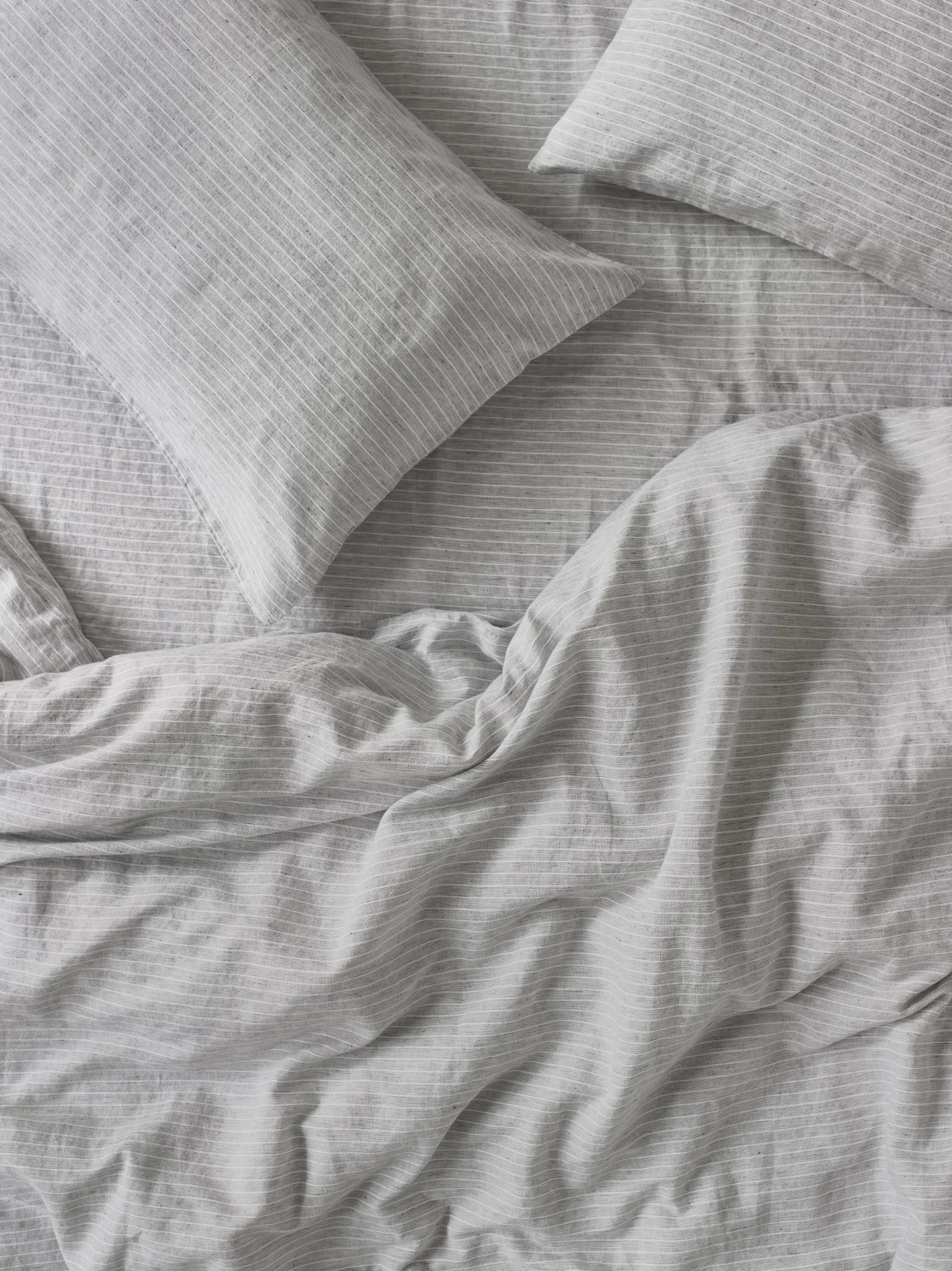 Gray Mini Stripe Linen Blend Duvet Cover