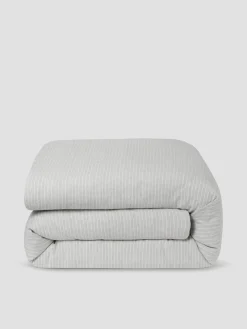 Gray Mini Stripe Linen Blend Duvet Cover